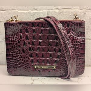 Brahmin Burgundy Croc-Embossed Crossbody Bag